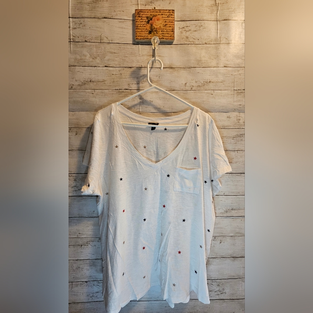 Torrid Stars Holiday Shirt Size 3 White